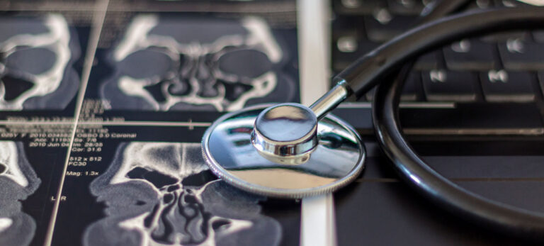 sinus-scan-images-with-a-stethoscope-resting-on-top